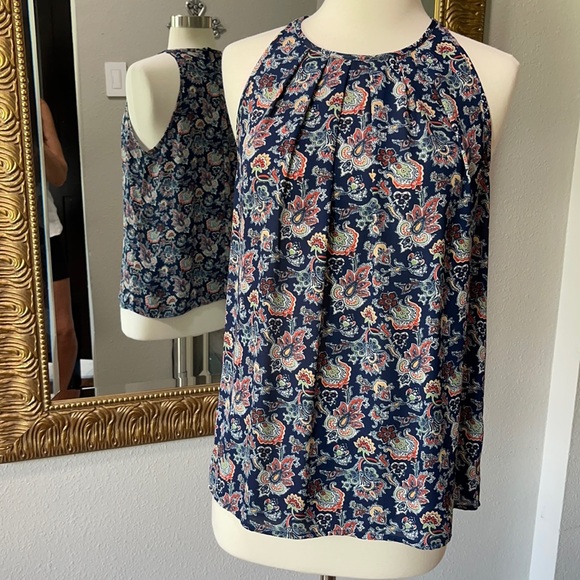 Lucy & Laurel Navy Multi Color Sleeveless Top - Picture 1 of 6